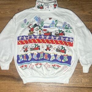 VTG Grandma Winter Wonderland Turtleneck  Christmas Sweatshirt Sz Medium Read*